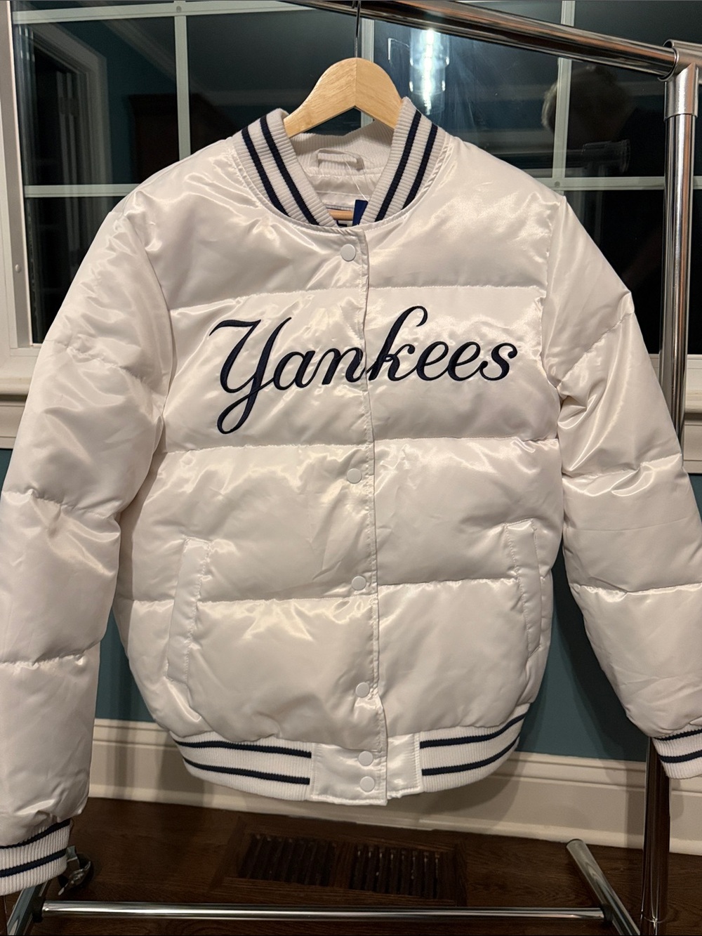 STARTER White Bronx Bubble Puffer Yankees Jacket BNWT